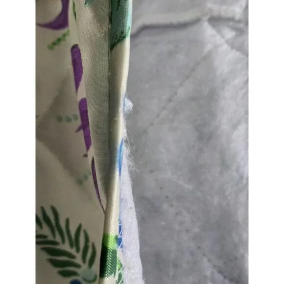 Vintage 70s Dahlia Flower Spring Blue Purple Cottagecore Bedspread Comforter Bla